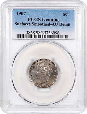 image for: 1907 5c PCGS AU Details (Surfaces Smoothed)