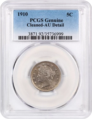 image for: 1910 5c PCGS AU Details (Cleaned)