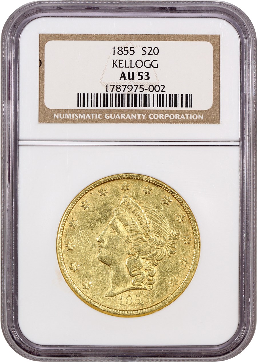 image for: 1855 Kellogg & Co. $20 NGC AU53