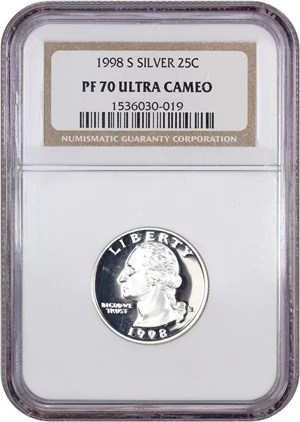image for: 1998-S 25c NGC Proof 70 UCAM (Silver, OH)