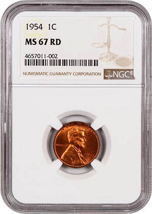 image for: 1954 1c NGC MS67 RD