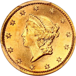 image for: 1849 No L G$1 PCGS MS64