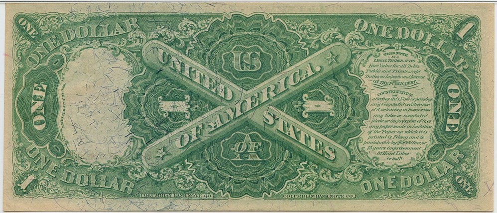 image for: FR. 19 1874 $1 Legal Tender PMG About Unc 58 EPQ [E533844]