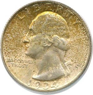 image for: 1934 25c Heavy Motto PCGS MS66