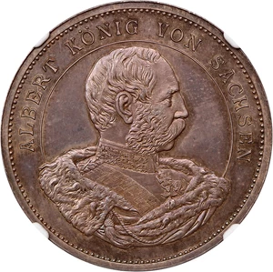 image for: Germany: 1889 Silver Wettin House 800th Anniversary Medal NGC MS65 (33mm, Dresden Numis Soc.)