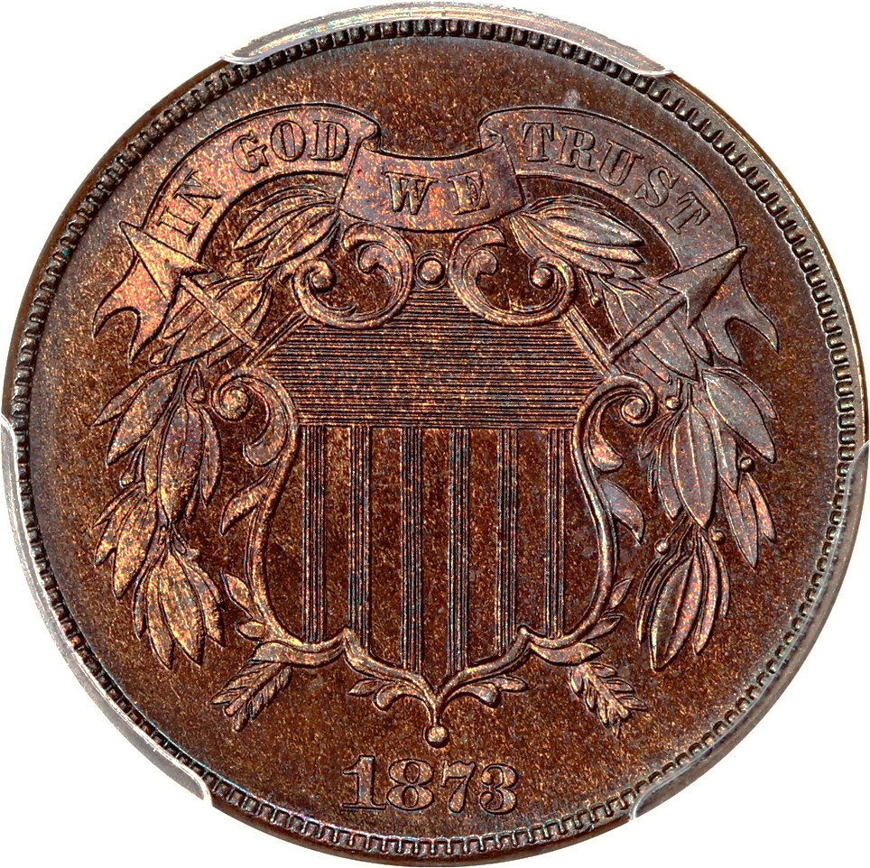 image for: 1873 2c PCGS/CAC Proof 65 BN (Closed 3)