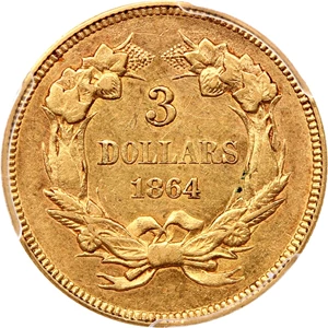 image for: 1864 $3 PCGS/CAC AU55