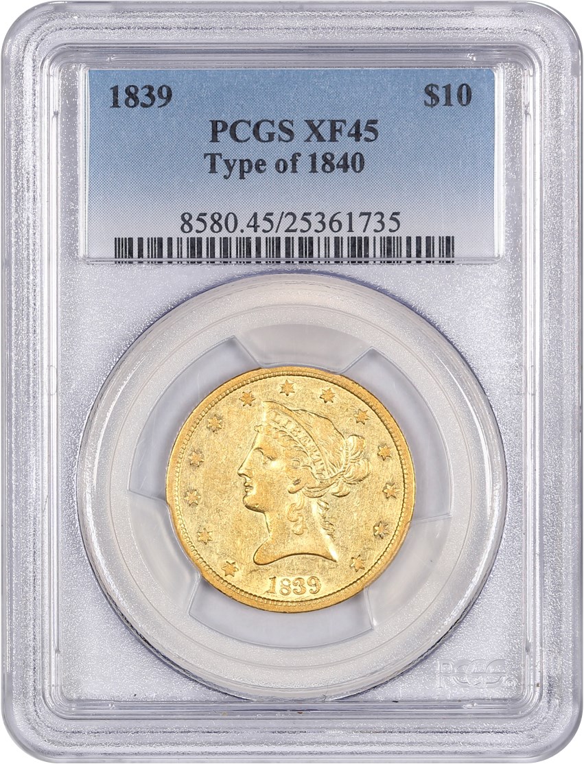 image for: 1839 $10 PCGS XF45 (Small Letters, Type of 1840)