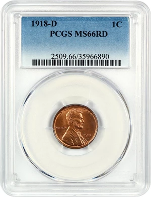 image for: 1918-D 1c PCGS MS66 RD