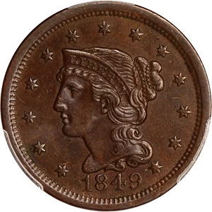 image for: 1849 1c PCGS AU53
