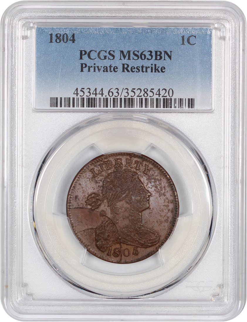 image for: 1804 1c PCGS MS63 BN (Private Restrike)