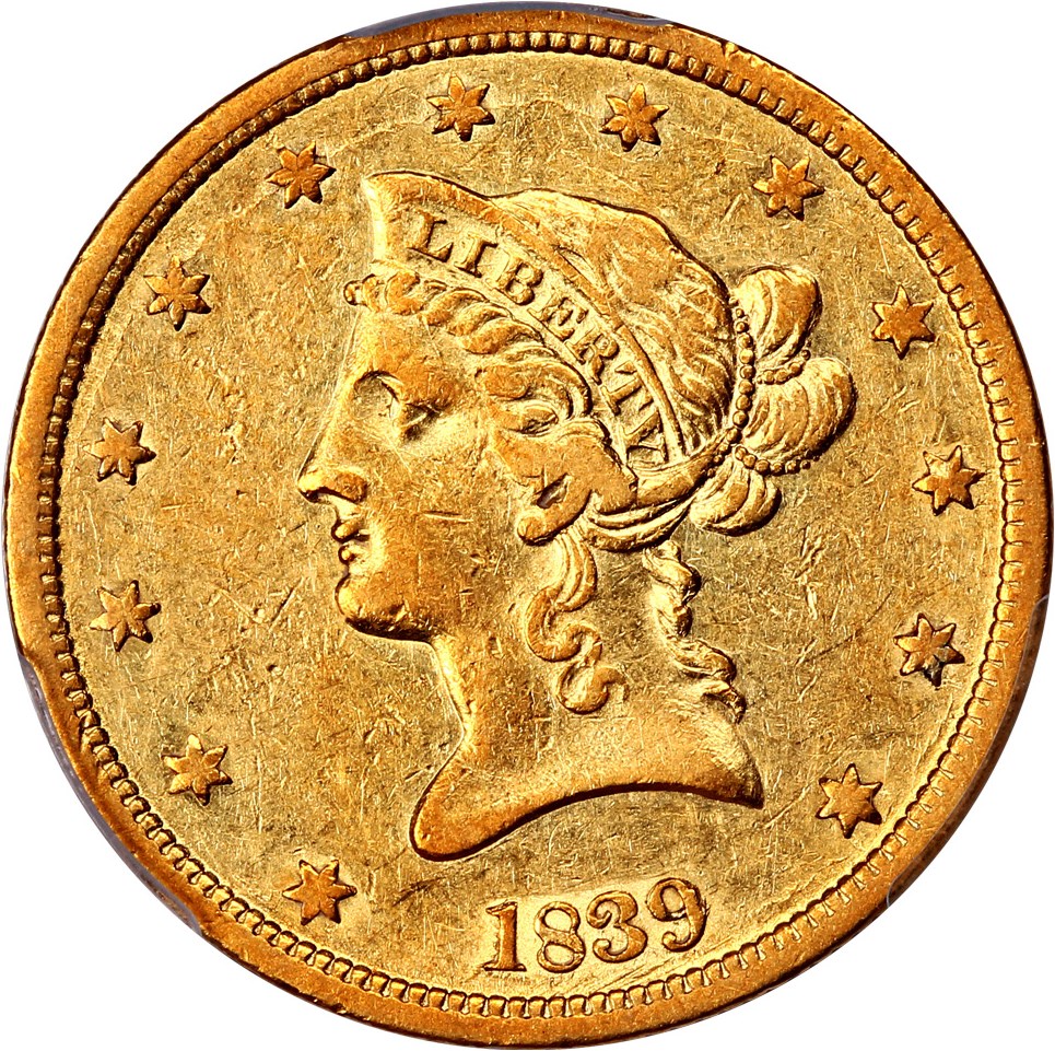 image for: 1839 $10 PCGS XF45 (Small Letters, Type of 1840)