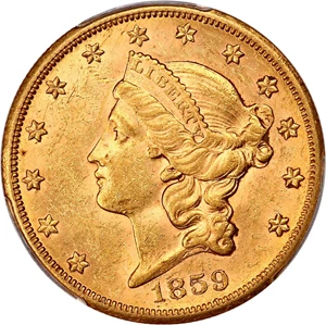 image for: 1859-S $20 PCGS MS61