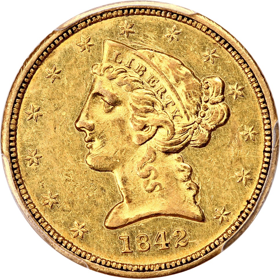 image for: 1842-D $5 PCGS AU55 (Small Date)