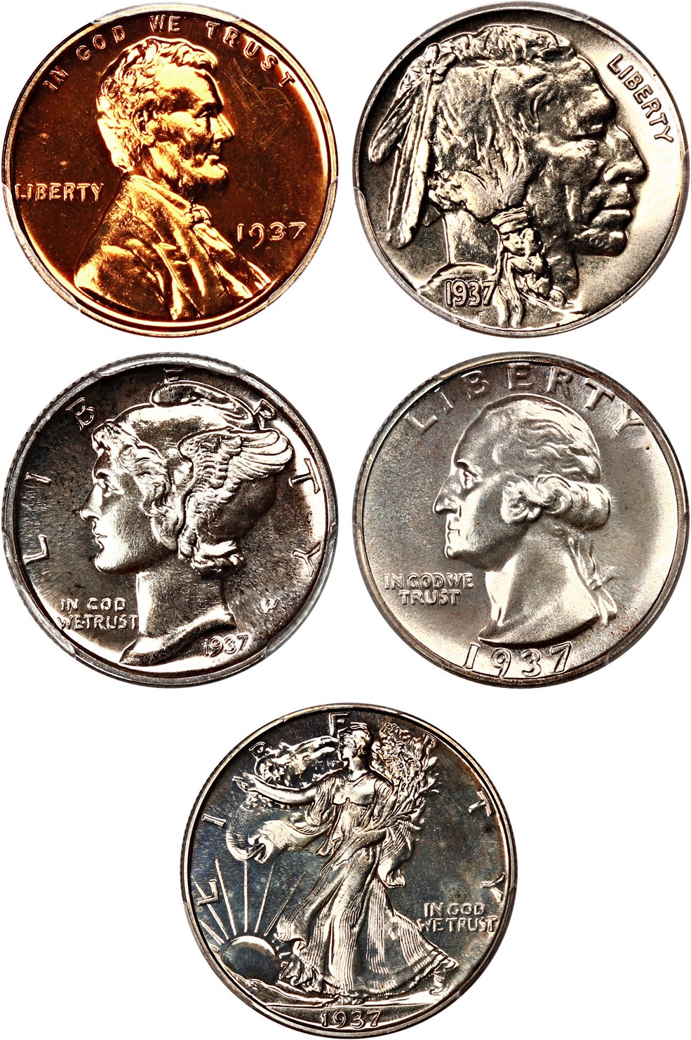 image for: 1937 Proof Set PCGS/CAC Proof 64-67 (4 CAC Coins)