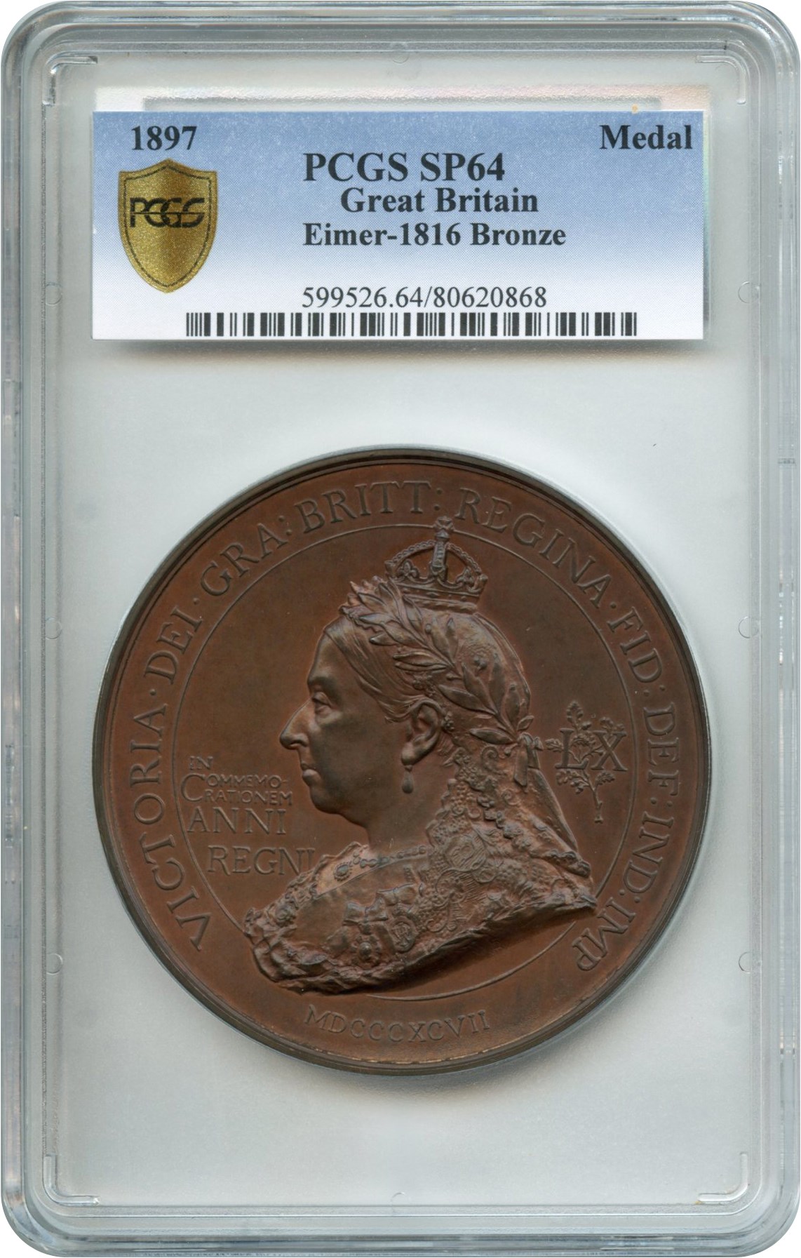 image for: Great Britain: 1897 Bronze Medal PCGS SP64 (Eimer-1816)