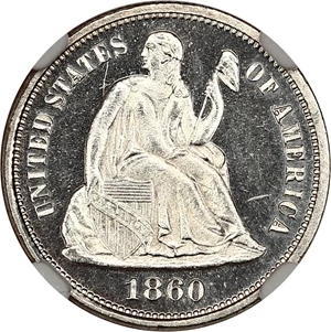 image for: 1860 10c NGC Proof 63 CAM