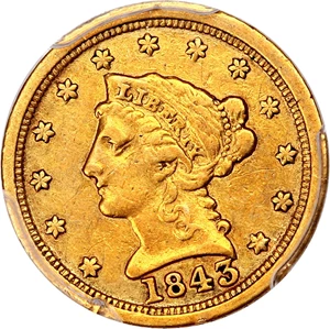 image for: 1843-C 2 1/2 PCGS VF35 (Large Date)