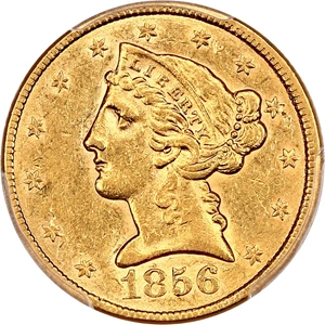 image for: 1856 $5 PCGS AU53