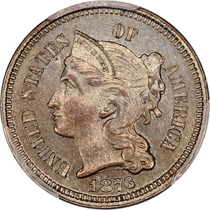 image for: 1876 3cN PCGS Proof 62