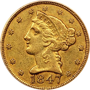 image for: 1847-C $5 PCGS/CAC XF45