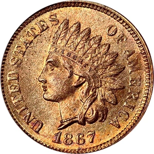 image for: 1867 1c PCGS MS65 RD