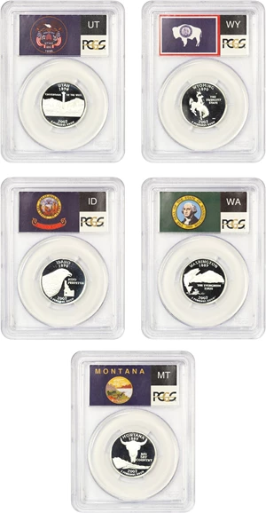 image for: 2007-S Statehood Quarter Set 25c PCGS Proof 69 DCAM (Silver, 5 Coins)