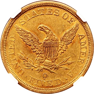 image for: 1843-O $5 NGC/CAC AU53 (Large Letters)