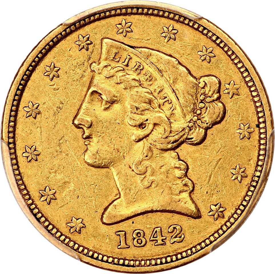 image for: 1842-D $5 PCGS XF45 (Small Date)