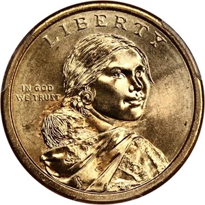 image for: Mint Error: 2009 Sac $1 PCGS MS66 (Missing Edge Lettering)