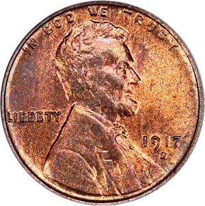image for: 1917-D 1c PCGS MS64 RB