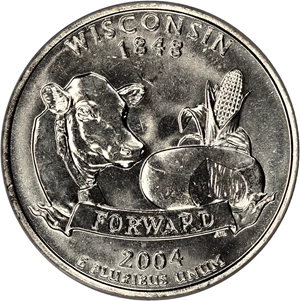 image for: 2004-D Wisconsin 25c PCGS MS65 (Extra Leaf Low)