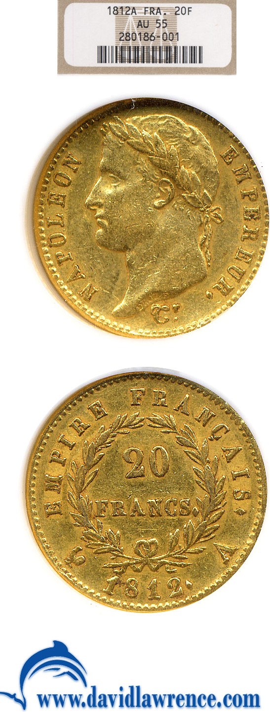 image for: France: 1812-A 20 Fr  NGC AU55 (KM-695.1)