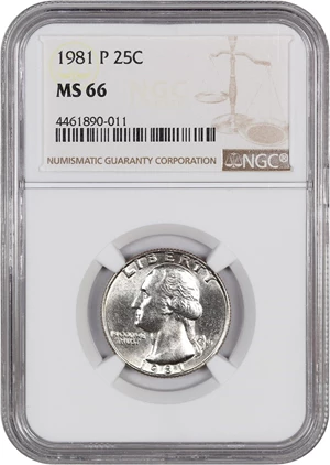 image for: 1981-P 25c NGC MS66