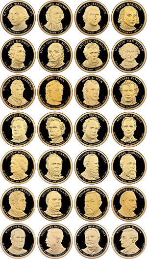 image for: Presidential Dollar Set: 2007-2013 $1 PCGS Proof 69 DCAM (28 Coins)