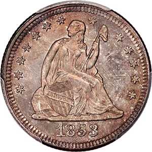 image for: 1853/53 25c PCGS MS66 (No Arrows)