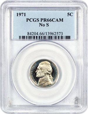 image for: 1971 No S 5c PCGS Proof 66 CAM