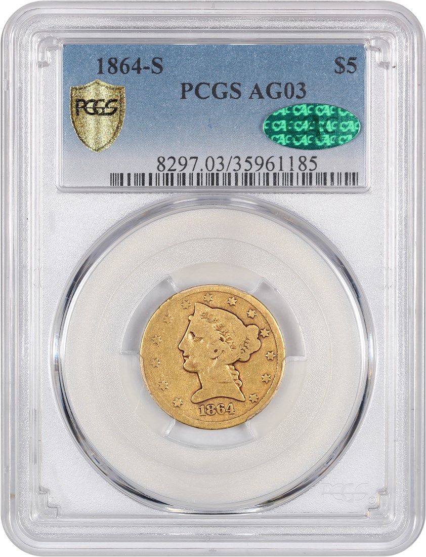 image for: 1864-S $5 PCGS/CAC AG-03