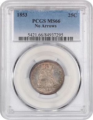 image for: 1853/53 25c PCGS MS66 (No Arrows)