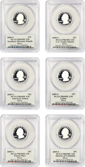 image for: 2009-S Statehood Quarter Set 25c PCGS Proof 69 DCAM (Silver, 5 Coins)