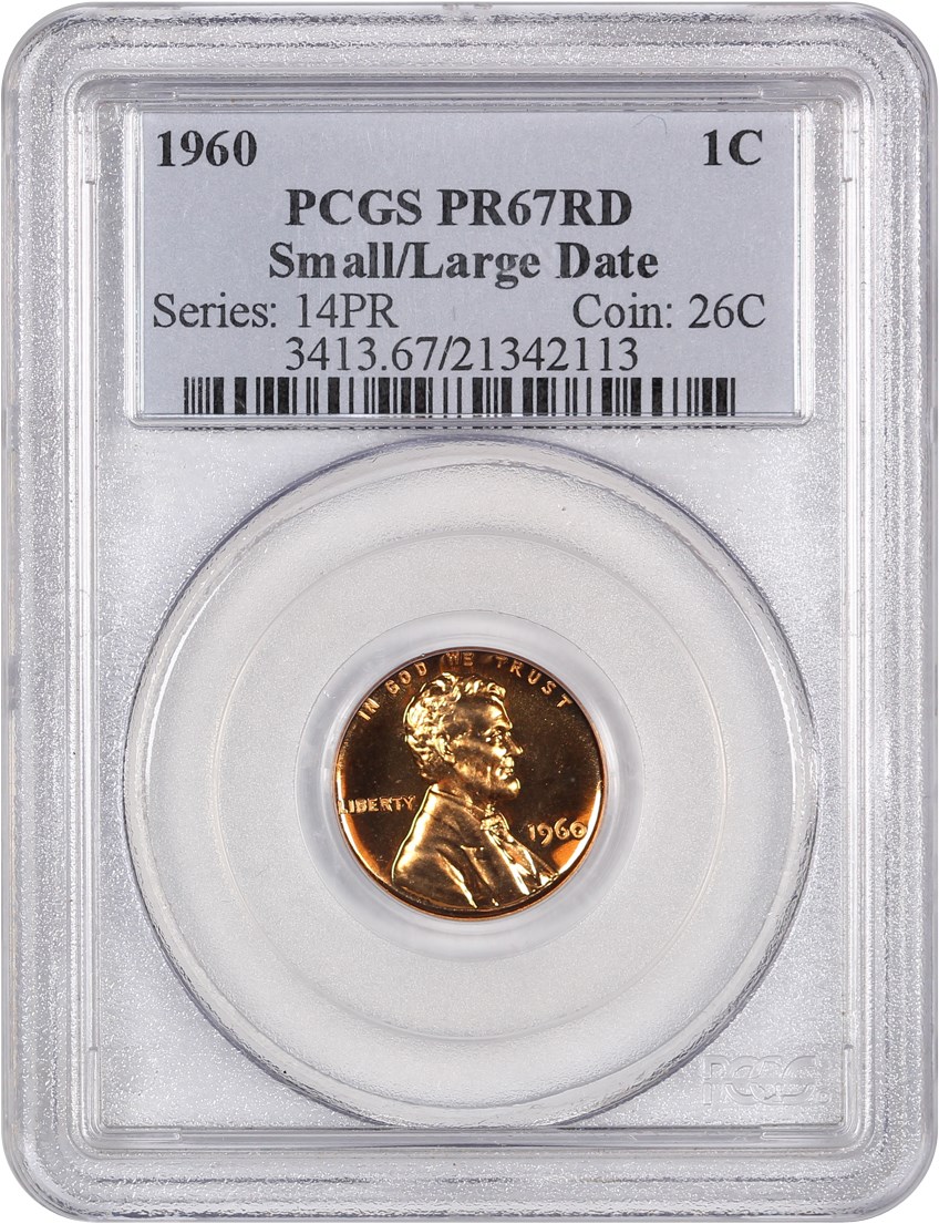 image for: 1960 1c PCGS Proof 67 RD (Small/Large Date)