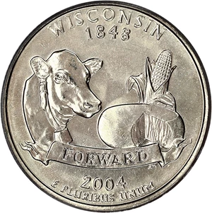 image for: 2004-D Wisconsin 25c PCGS MS65 (Extra Leaf High)