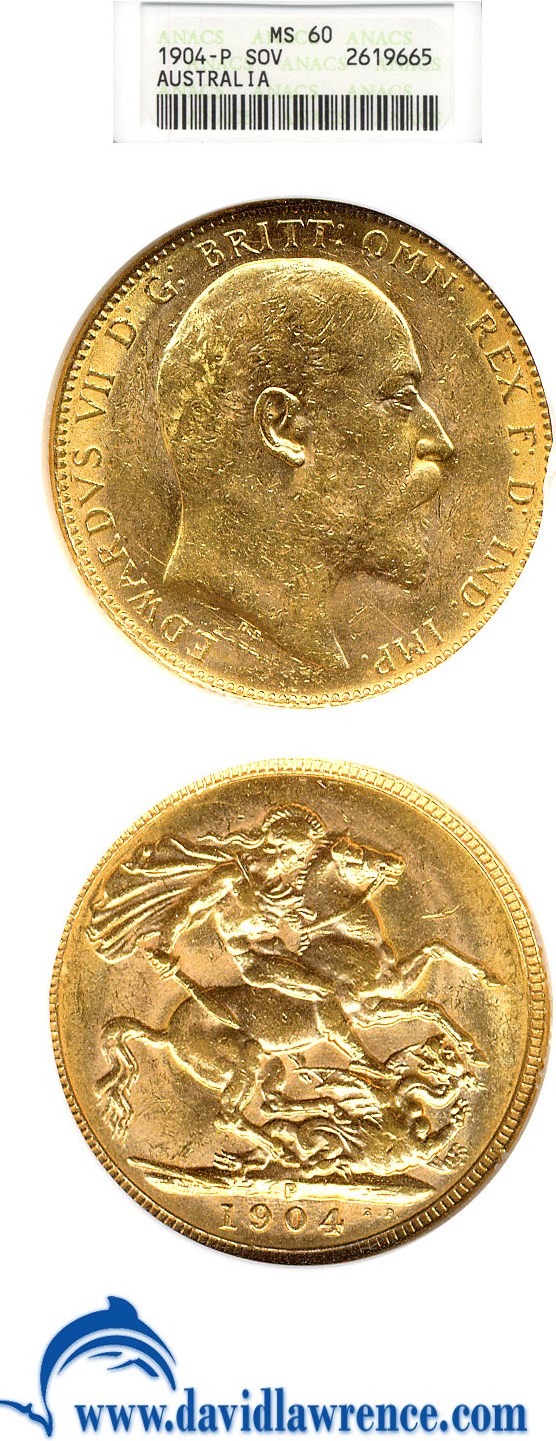 image for: Australia: 1904-P Sov  ANACS MS60 