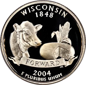image for: 2004-S Wisconsin 25c PCGS Proof 70 DCAM (Silver)