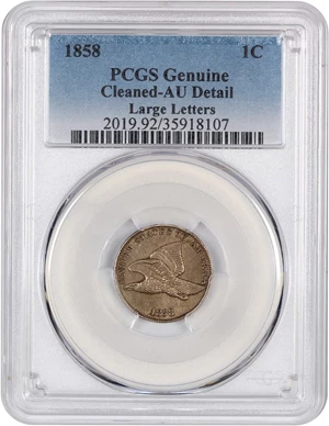 image for: 1858 Flying Eagle 1c PCGS AU Details (Large Letters, Cleaned)