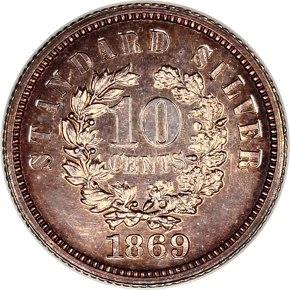 image for: 1869 Pattern 10c PCGS/CAC Proof 62 (J-696, OGH)