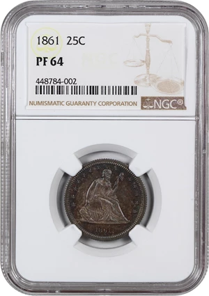 image for: 1861 25c NGC Proof 64