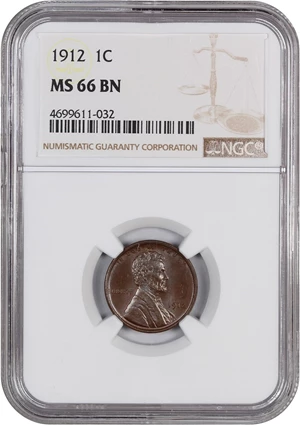 image for: 1912 1c NGC MS66 BN