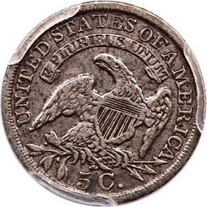 image for: 1836 H10c PCGS VF Details (Large 5C, Tooled)