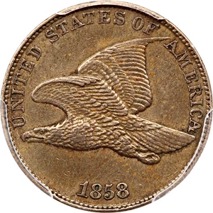 image for: 1858 Flying Eagle 1c PCGS AU Details (Large Letters, Cleaned)
